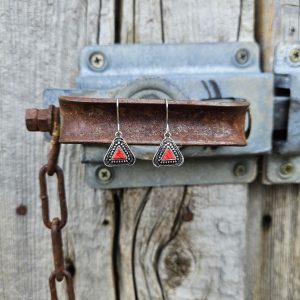 Western Red Triangle Earrings